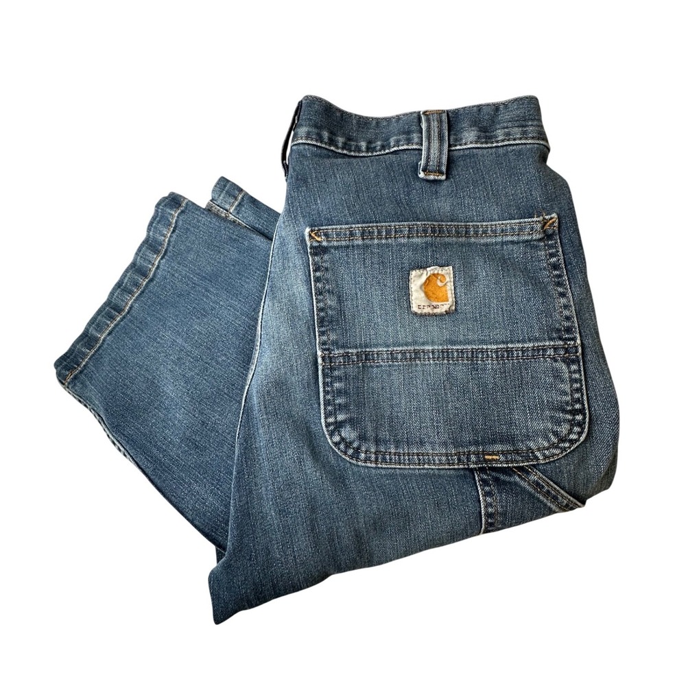 Carhartt Carpenter Jeans Mens 32x28* Relaxed Fit Blue Denim Utility Work Pants